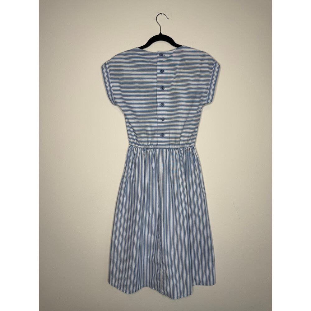 Vintage Lanz Originals Prairie Dress Set Blue Stripe Cottagecore XS 3/4 - Picture 4 of 11